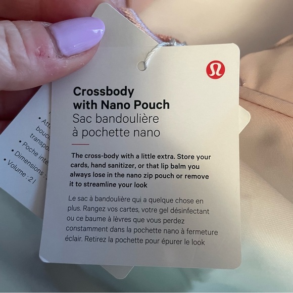 NWT Lululemon Crossbody Bag with Nano Pouch 2L Flush Light Pink Nylon Sold Out - Picture 7 of 16